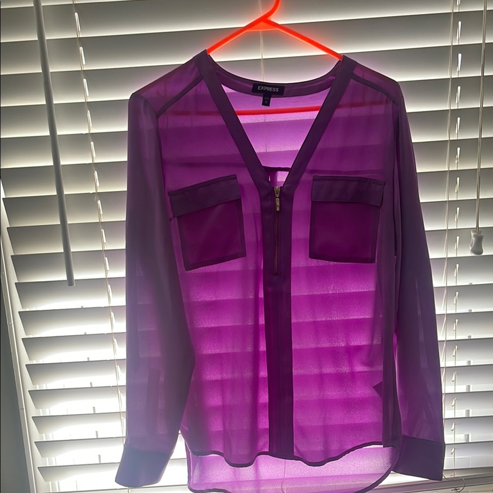 Express Women's Purple Sheer Top